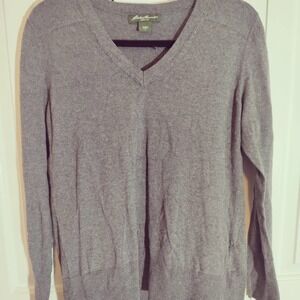 eddie bauer pullover v neck  sweater gray women's size Large